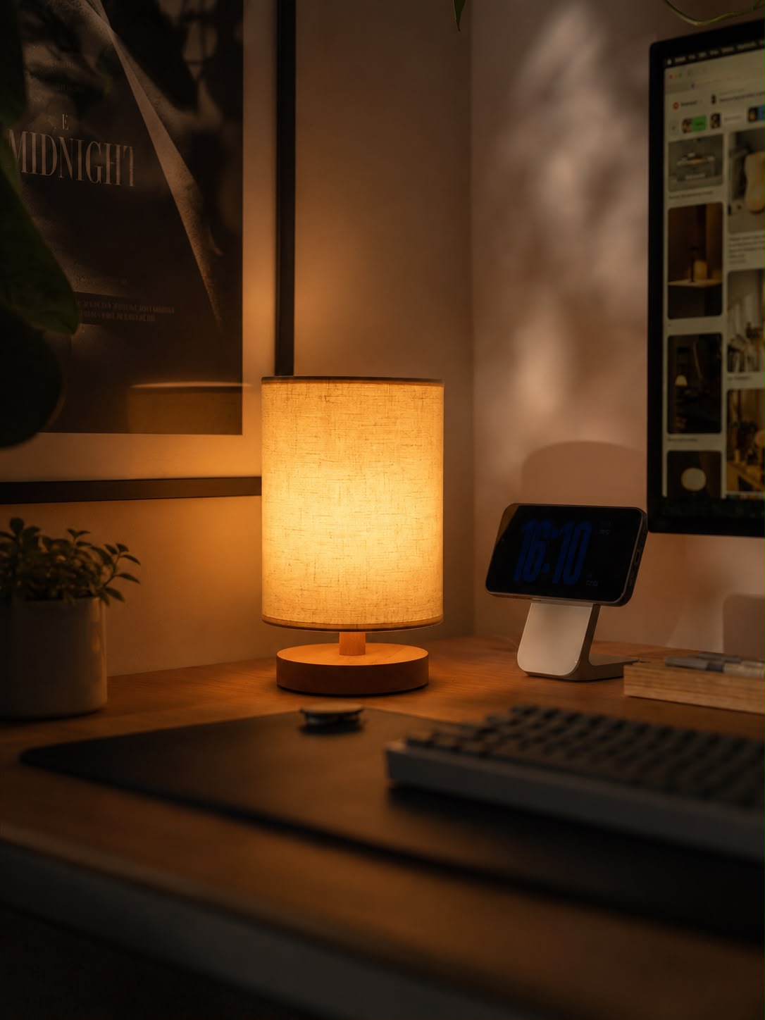 Minimalist Fabric Table Lamp | Warm Ambient Bedside Light